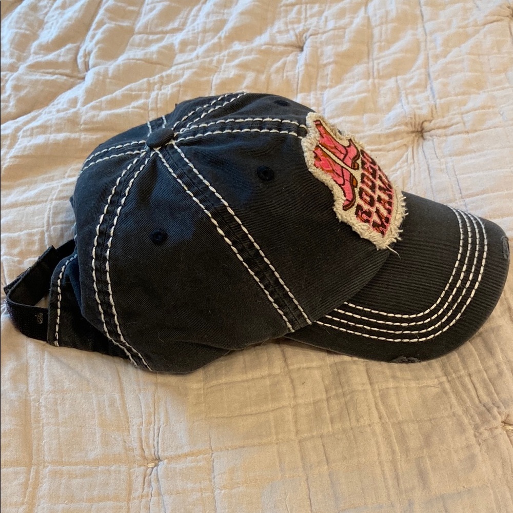 Black Rodeo Mama Cap with Pink Boots Patch - Picture 4 of 4